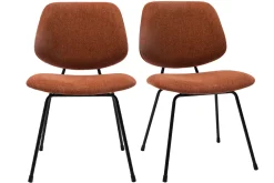 Miliboo Design-Stühle aus terracottafarbenem Stoff mit Samteffekt und schwarzem Metallfuß (2er-Set) BARNET* Design-stühle