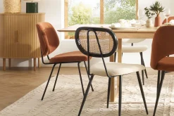 Miliboo Design-Stühle aus terracottafarbenem Stoff mit Samteffekt und schwarzem Metallfuß (2er-Set) BARNET* Design-stühle
