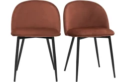 Miliboo Design-Stühle aus terracottafarbenem Samtstoff und schwarzem Metall (2er-Set) CELESTE* Design-stühle