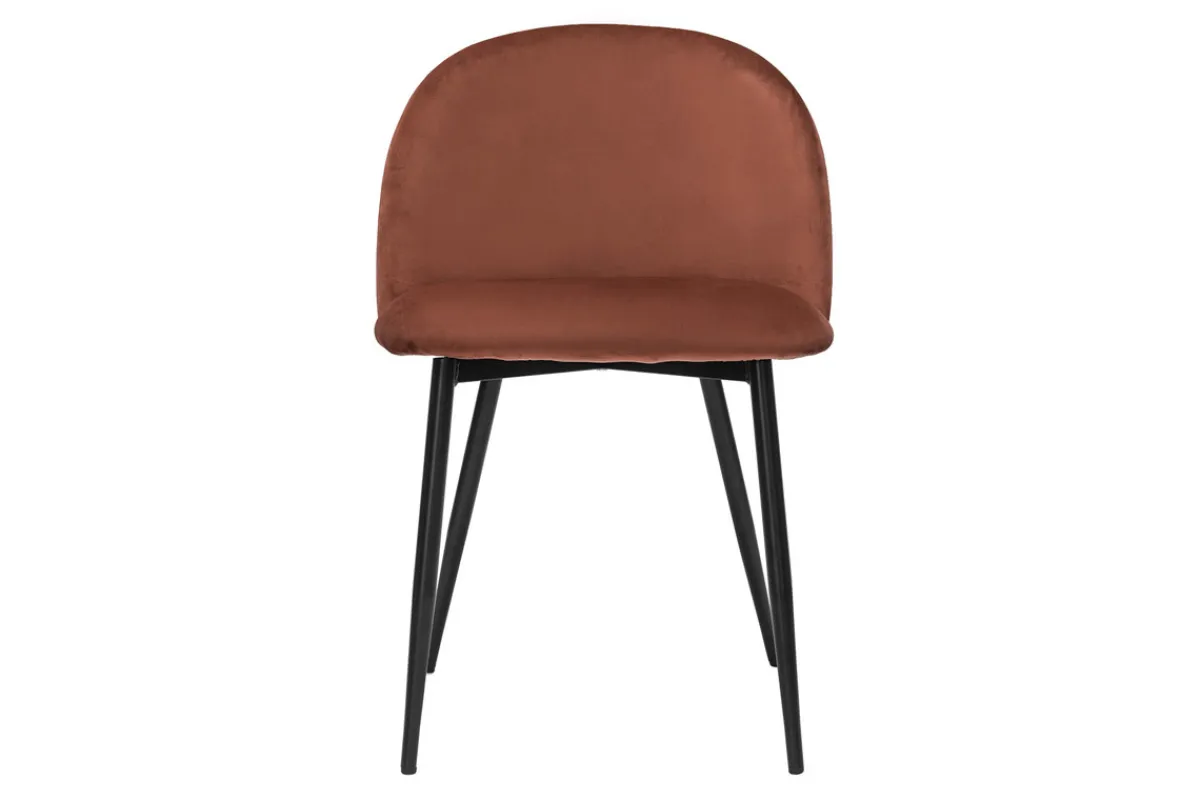 Miliboo Design-Stühle aus terracottafarbenem Samtstoff und schwarzem Metall (2er-Set) CELESTE* Design-stühle