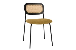 Miliboo Designstühle aus texturiertem Samteffekt in Bronze, schwarzes Metall und Rattan-Geflecht (2er-Set) MIRANDA* Design-stühle