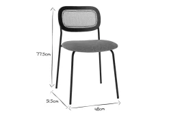 Miliboo Designstühle aus texturiertem Samteffekt in Bronze, schwarzes Metall und Rattan-Geflecht (2er-Set) MIRANDA* Design-stühle