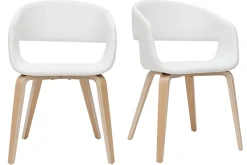 Miliboo Design-Stühle aus weißem Polyurethan mit hellen Holzbeinen (2er-Set) SLAM* Design-stühle