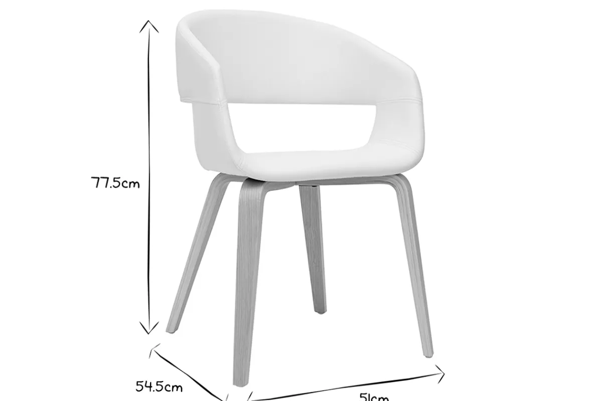 Miliboo Design-Stühle aus weißem Polyurethan mit hellen Holzbeinen (2er-Set) SLAM* Design-stühle