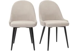 Miliboo Design-Stühle beiger Stoff mit Samteffekt und schwarzer Metallfuß (2er-Set) REEZ* Design-stühle