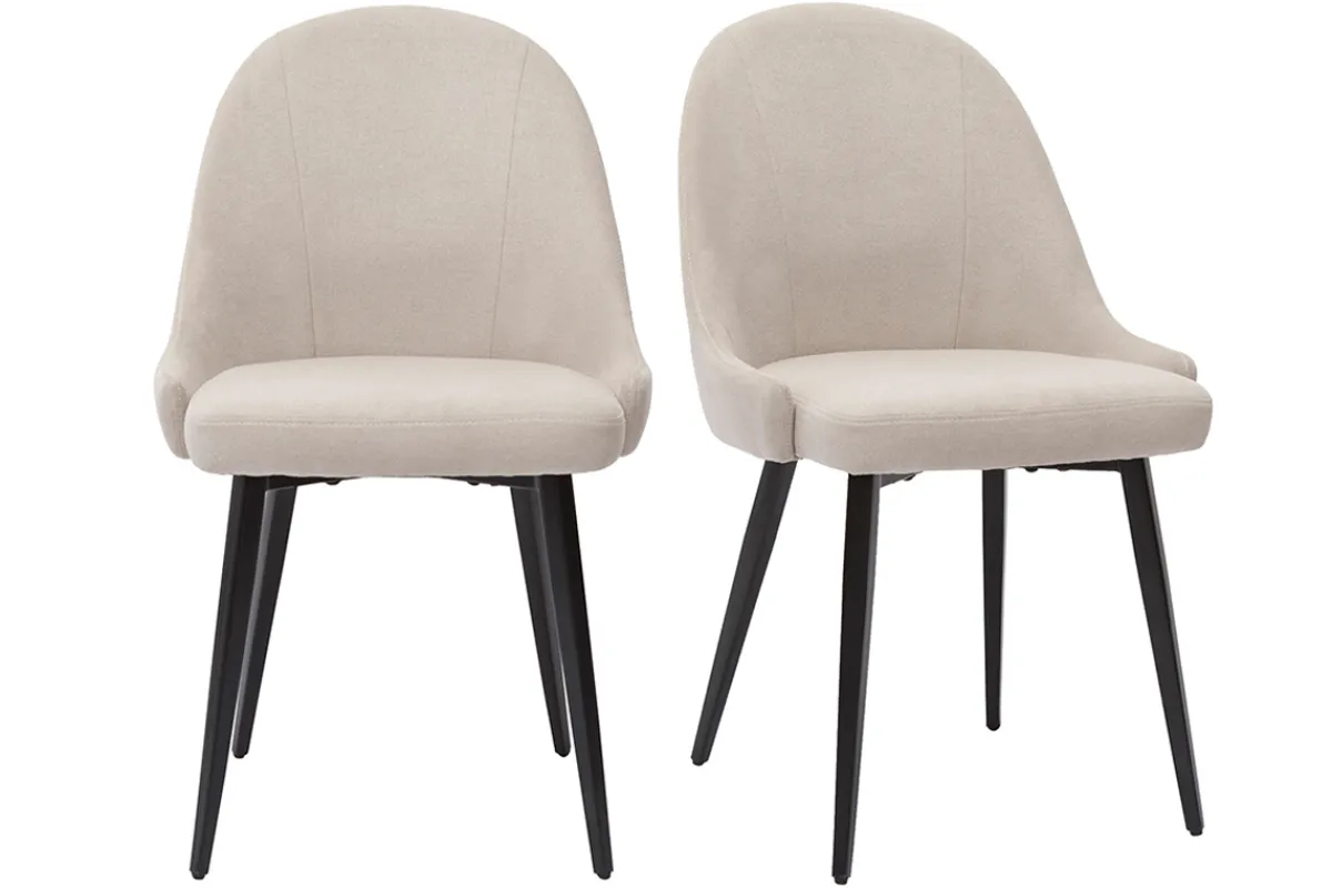 Miliboo Design-Stühle beiger Stoff mit Samteffekt und schwarzer Metallfuß (2er-Set) REEZ* Design-stühle