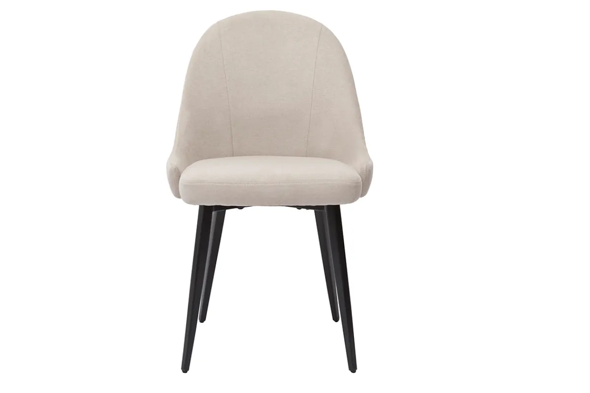 Miliboo Design-Stühle beiger Stoff mit Samteffekt und schwarzer Metallfuß (2er-Set) REEZ* Design-stühle