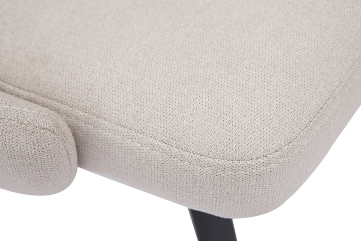 Miliboo Design-Stühle beiger Stoff mit Samteffekt und schwarzer Metallfuß (2er-Set) REEZ* Design-stühle