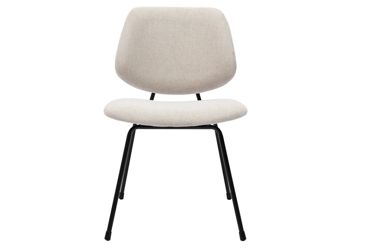 Miliboo Design-Stühle beiger Stoff mit Samteffekt und schwarzer Metallfuß (2er-Set) BARNET* Design-stühle