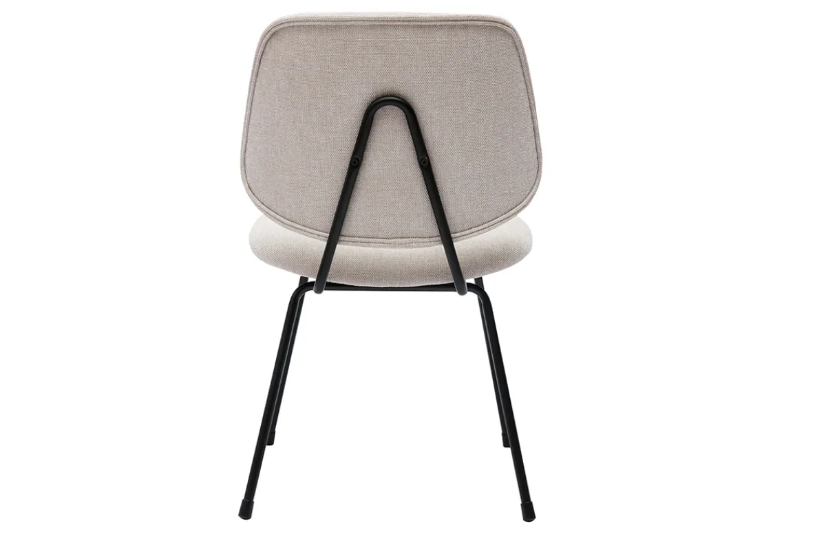 Miliboo Design-Stühle beiger Stoff mit Samteffekt und schwarzer Metallfuß (2er-Set) BARNET* Design-stühle