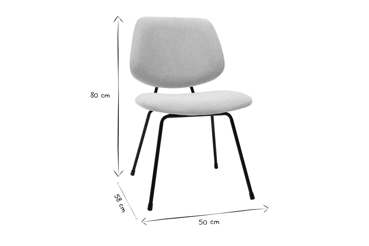 Miliboo Design-Stühle beiger Stoff mit Samteffekt und schwarzer Metallfuß (2er-Set) BARNET* Design-stühle