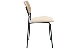 Miliboo Design-Stühle in beigem strukturiertem Samteffektstoff, schwarzem Metall und Rattanwebung (2er-Set) MIRANDA* Design-stühle