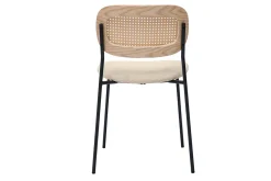 Miliboo Design-Stühle in beigem strukturiertem Samteffektstoff, schwarzem Metall und Rattanwebung (2er-Set) MIRANDA* Design-stühle