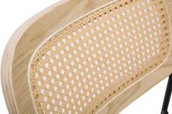 Miliboo Design-Stühle in beigem strukturiertem Samteffektstoff, schwarzem Metall und Rattanwebung (2er-Set) MIRANDA* Design-stühle