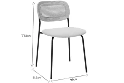 Miliboo Design-Stühle in beigem strukturiertem Samteffektstoff, schwarzem Metall und Rattanwebung (2er-Set) MIRANDA* Design-stühle