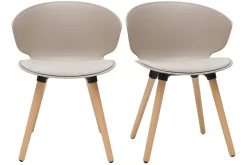 Miliboo Design-Stühle in Taupe und helles Holz (2er-Set) WING* Design-stühle
