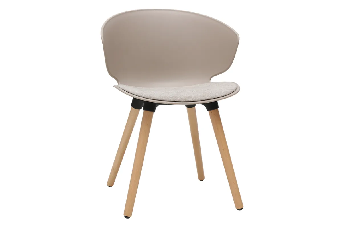 Miliboo Design-Stühle in Taupe und helles Holz (2er-Set) WING* Design-stühle