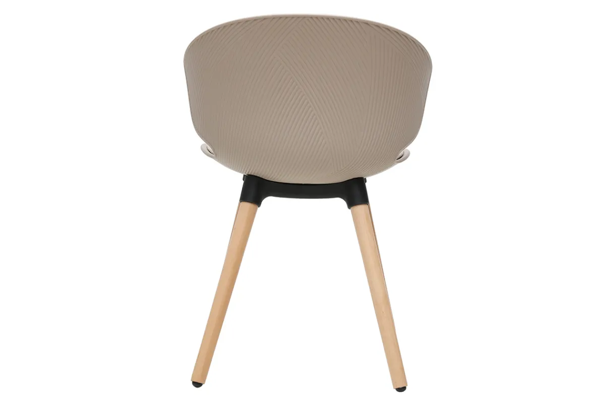 Miliboo Design-Stühle in Taupe und helles Holz (2er-Set) WING* Design-stühle