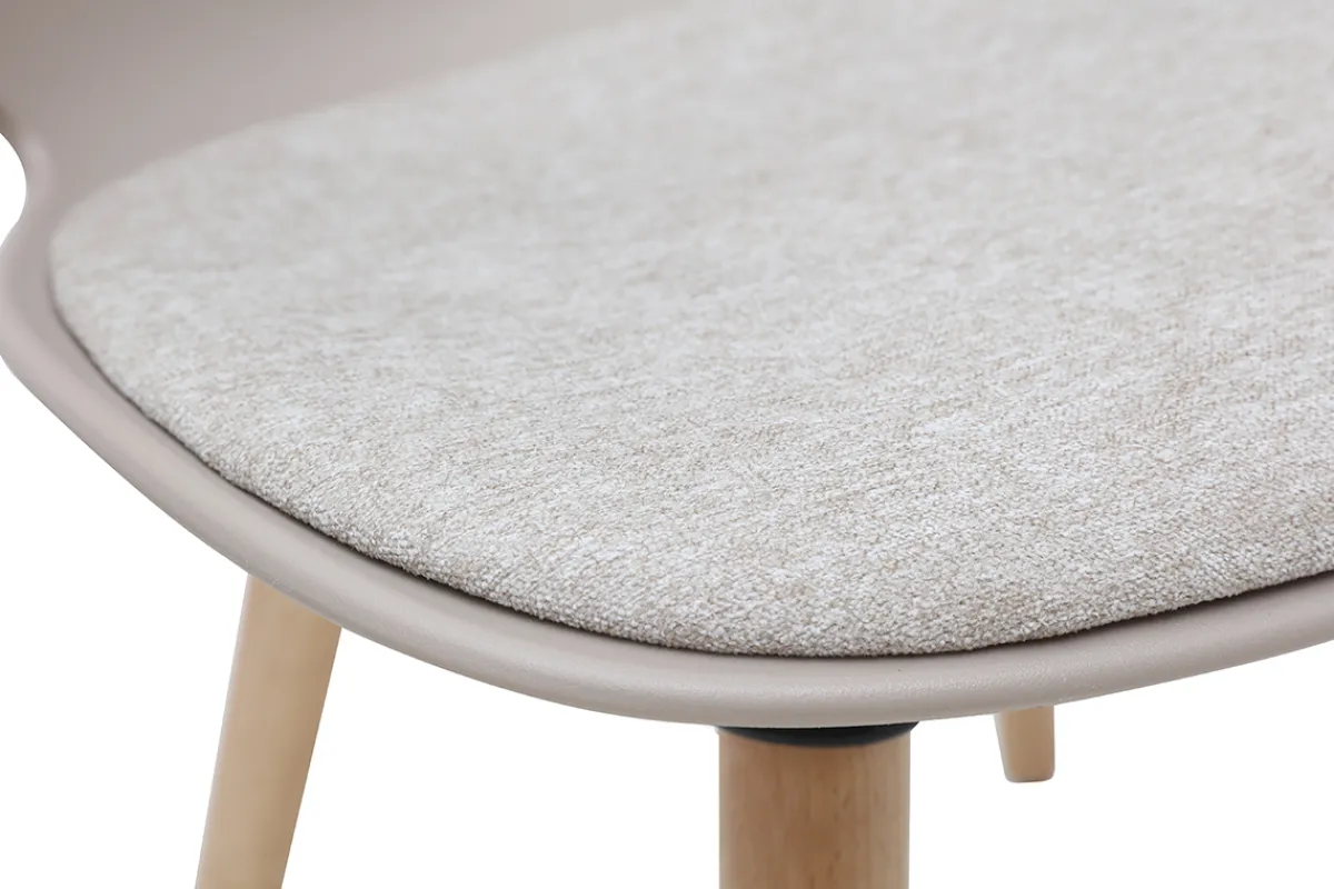 Miliboo Design-Stühle in Taupe und helles Holz (2er-Set) WING* Design-stühle