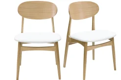 Miliboo Design-Stühle in Weiß und hellem Holz aus massiver Eiche (2er-Set) VICKY* Design-stühle
