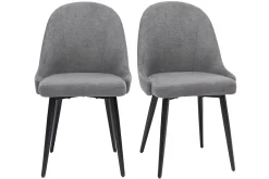 Miliboo Design-Stühle Stoff mit Samteffekt in Grau und schwarze Metallfüße (2er-Set) REEZ* Design-stühle