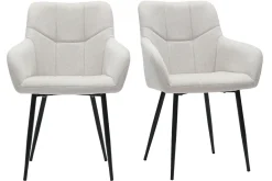 Miliboo Design-Stühle Stoff mit strukturiertem Samteffekt in Beige und schwarze Metallfüße (2er-Set) MONTERO* Design-stühle