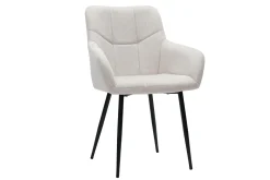 Miliboo Design-Stühle Stoff mit strukturiertem Samteffekt in Beige und schwarze Metallfüße (2er-Set) MONTERO* Design-stühle