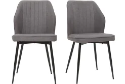 Miliboo Design-Stühle Stoff mit strukturiertem Samteffekt in Grau und schwarze Metallfüße (2er-Set) FANETTE* Design-stühle
