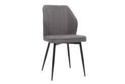 Miliboo Design-Stühle Stoff mit strukturiertem Samteffekt in Grau und schwarze Metallfüße (2er-Set) FANETTE* Design-stühle
