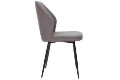 Miliboo Design-Stühle Stoff mit strukturiertem Samteffekt in Grau und schwarze Metallfüße (2er-Set) FANETTE* Design-stühle