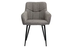 Miliboo Design-Stühle Stoff mit strukturiertem Samteffekt in Grau und schwarze Metallfüße (2er-Set) MONTERO* Design-stühle