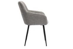 Miliboo Design-Stühle Stoff mit strukturiertem Samteffekt in Grau und schwarze Metallfüße (2er-Set) MONTERO* Design-stühle