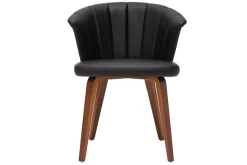 Miliboo Design-Stuhl ALBIN PU schwarz dunkles Holz* Design-stühle