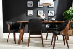 Miliboo Design-Stuhl ALBIN PU schwarz dunkles Holz* Design-stühle