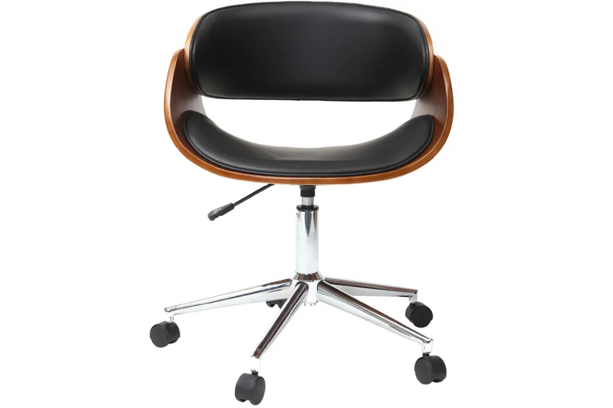 Miliboo Design-Stuhl auf Rollen Schwarz und Nussbaum BENT* Bürostühle|Bürostuhl Zum Kleinen Preis