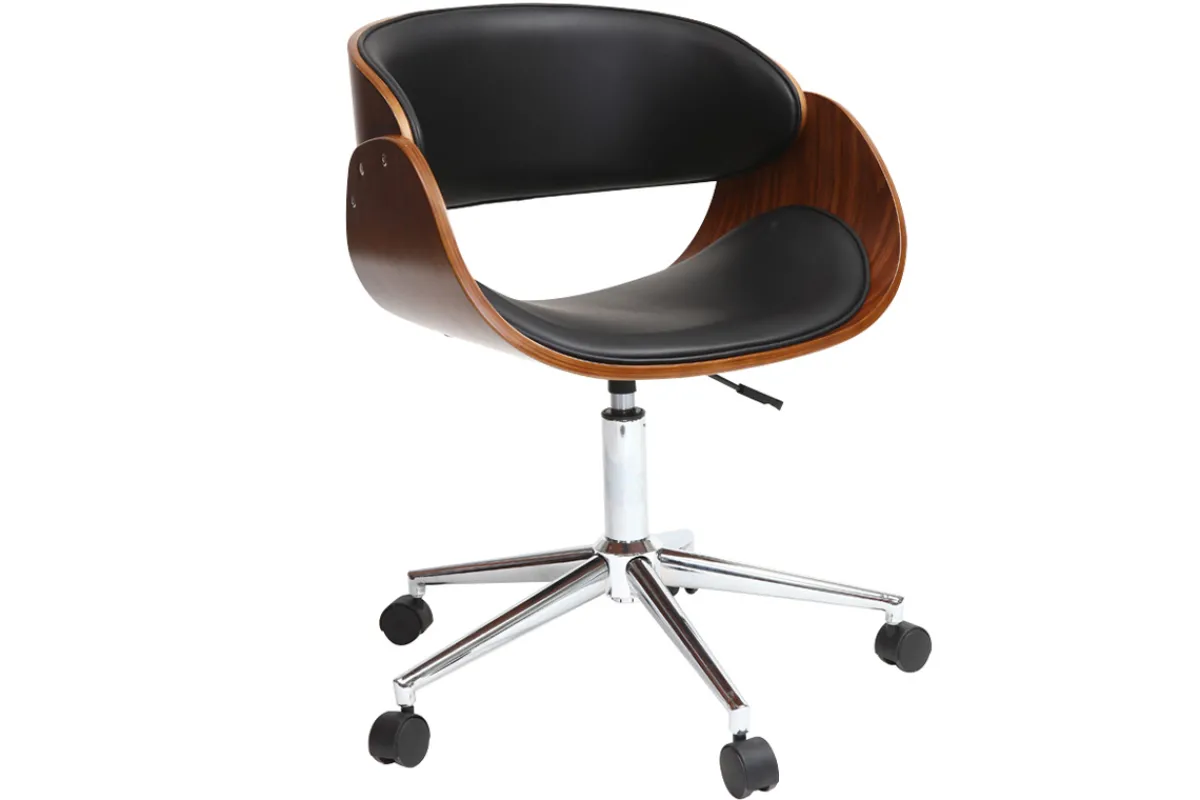 Miliboo Design-Stuhl auf Rollen Schwarz und Nussbaum BENT* Bürostühle|Bürostuhl Zum Kleinen Preis