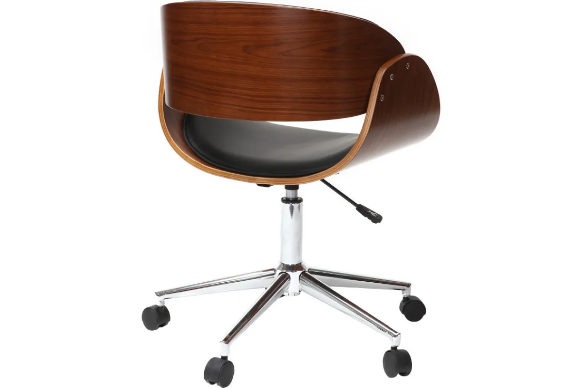 Miliboo Design-Stuhl auf Rollen Schwarz und Nussbaum BENT* Bürostühle|Bürostuhl Zum Kleinen Preis
