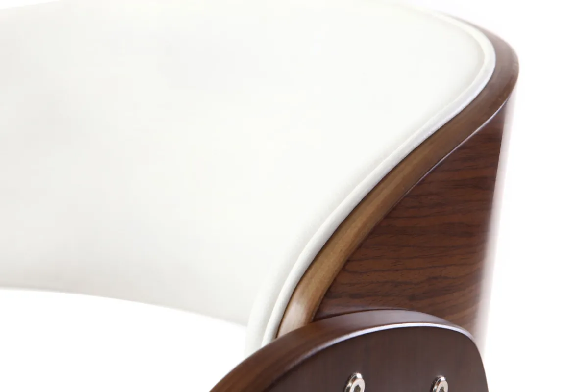 Miliboo Design-Stuhl auf Rollen Weiß und Nussbaum BENT* Bürostühle|Bürostuhl Zum Kleinen Preis