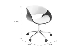 Miliboo Design-Stuhl auf Rollen Weiß und Nussbaum BENT* Bürostühle|Bürostuhl Zum Kleinen Preis