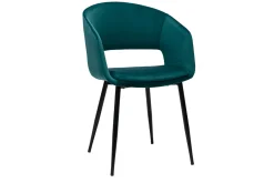 Miliboo Design-Stuhl aus petrolblauem Samt mit Füßen aus schwarzem Metall PRISMA* Design-stühle