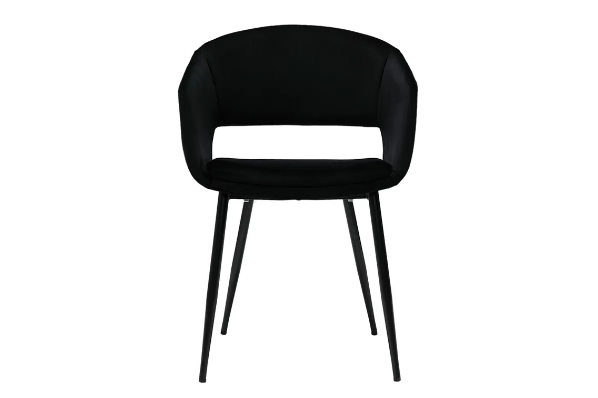 Miliboo Design-Stuhl aus schwarzem Samt mit Füßen aus schwarzem Metall PRISMA* Design-stühle