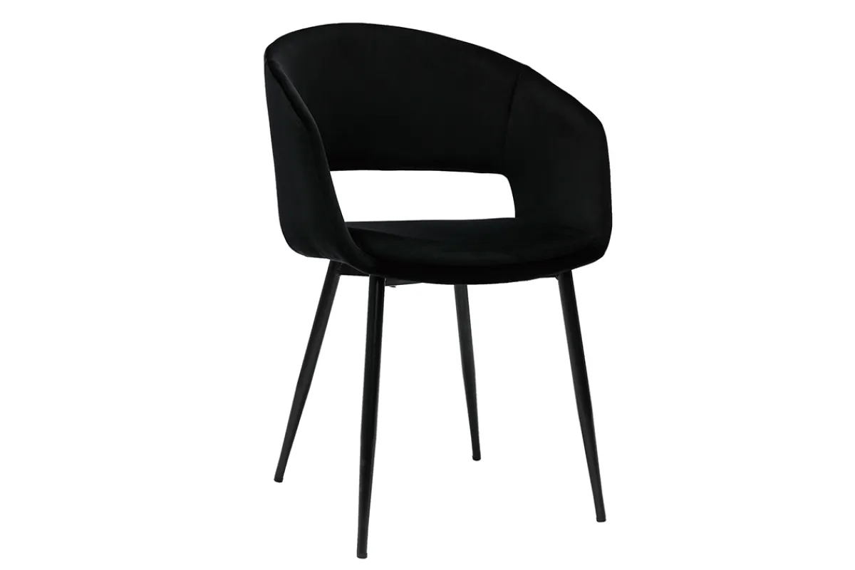 Miliboo Design-Stuhl aus schwarzem Samt mit Füßen aus schwarzem Metall PRISMA* Design-stühle