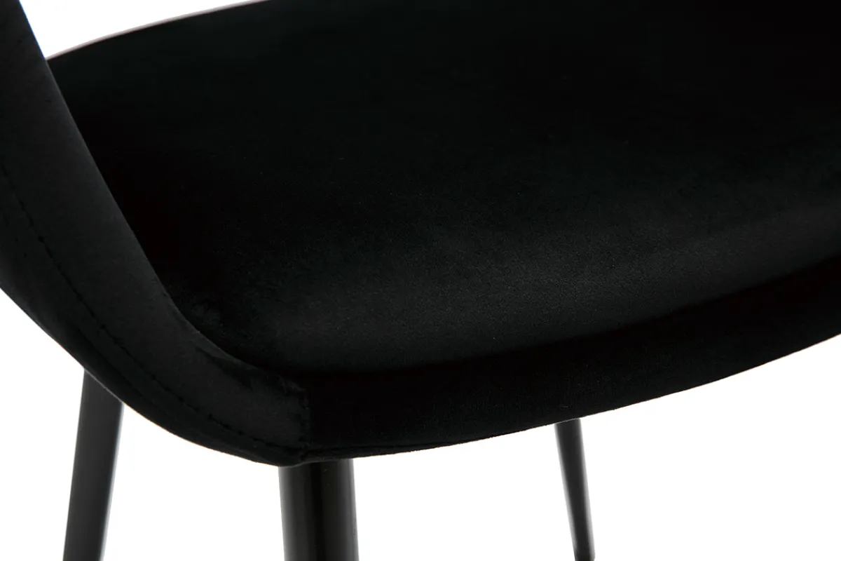Miliboo Design-Stuhl aus schwarzem Samt mit Füßen aus schwarzem Metall PRISMA* Design-stühle