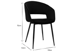 Miliboo Design-Stuhl aus schwarzem Samt mit Füßen aus schwarzem Metall PRISMA* Design-stühle