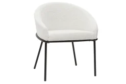 Miliboo Design-Stuhl aus weißem Chenille-Veloursstoff und schwarzem Metall JENNA* Design-stühle