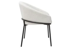 Miliboo Design-Stuhl aus weißem Chenille-Veloursstoff und schwarzem Metall JENNA* Design-stühle