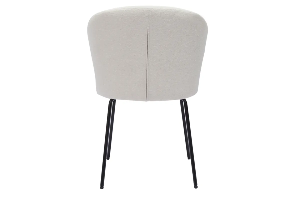 Miliboo Design-Stuhl aus weißem Stoff mit Bouclé-Wolleffekt und schwarzem Metall YDA* Design-stühle