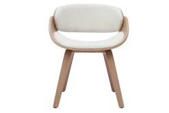 Miliboo Design-Stuhl aus weißem Stoff mit Bouclé-Wolleffekt und hellem Holz BENT* Design-stühle