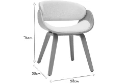 Miliboo Design-Stuhl aus weißem Stoff mit Bouclé-Wolleffekt und hellem Holz BENT* Design-stühle