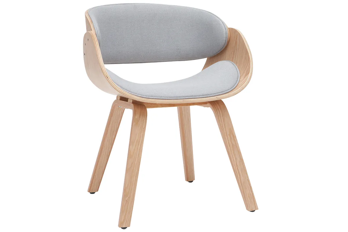 Miliboo Design-Stuhl hellgrau und helles Holz BENT* Design-stühle|Holzstühle